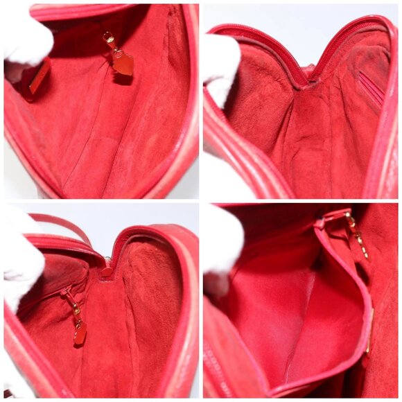 GUCCI Shoulder Bag Leather Red Gold Auth - Picture 16 of 16